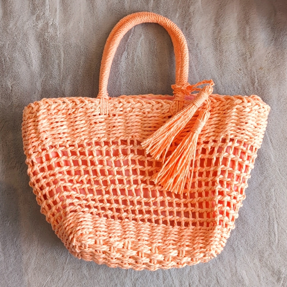 NEW Peach Whicker Purse